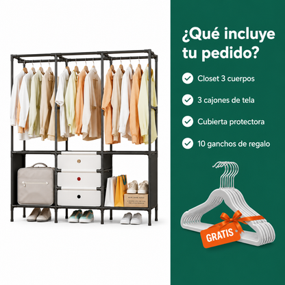 Closet Premium 5 En 1 + Regalo - Todo incluido: cajones, y ganchos gratis