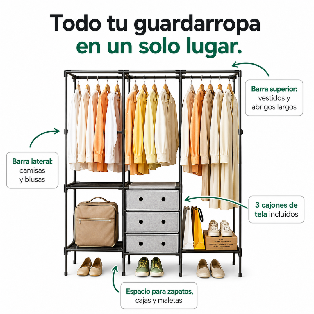 Closet Premium 5 En 1 + Regalo - Todo incluido: cajones, y ganchos gratis