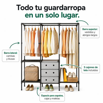 Closet Premium 5 En 1 + Regalo - Todo incluido: cajones, y ganchos gratis