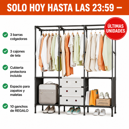 Closet Premium 5 En 1 + Regalo - Todo incluido: cajones, y ganchos gratis