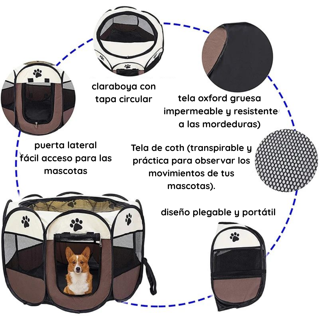 Corral Para Mascotas Ch Plegable En Tela Cama Portáti